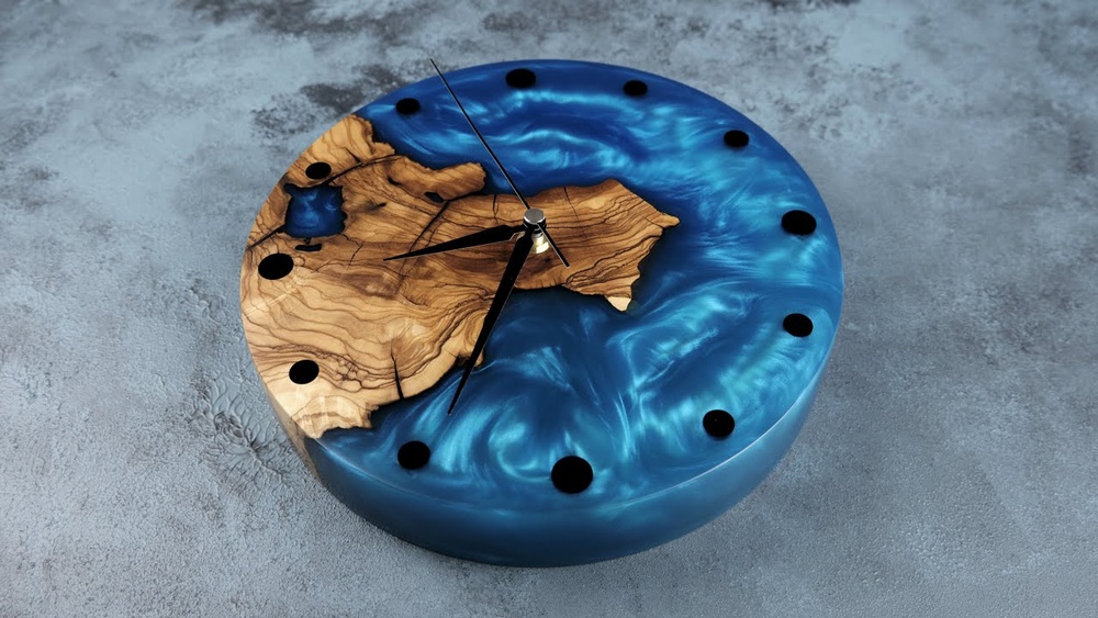 Resin Art Clock Wood