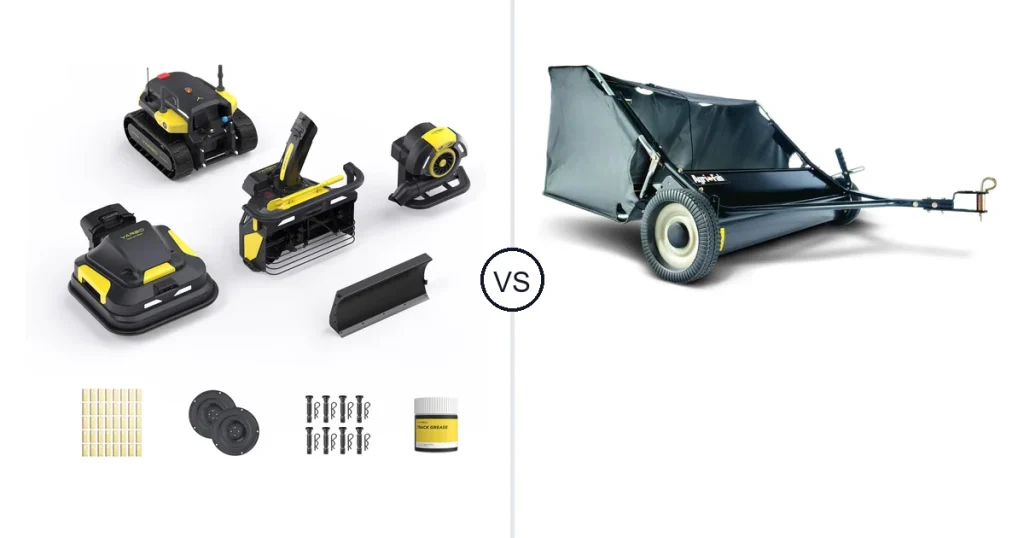 Comparison of YARBO 4-in-1 and Agri-Fab 42" Tow-Behind Lawn Sweeper